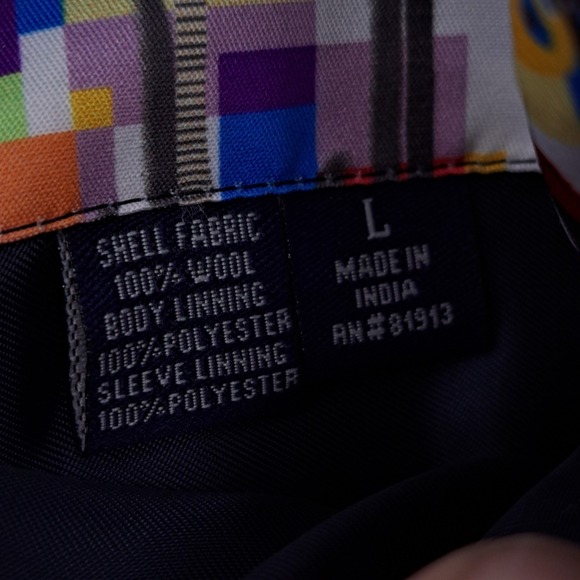 Robert Graham Blazer Mens L Wool Navy Blue Orange Pinstripe Guitar Lining Jacket - Picture 8 of 11